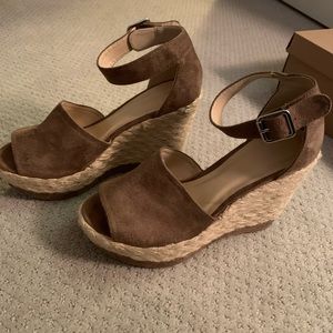Brown suede wedges- great condition!